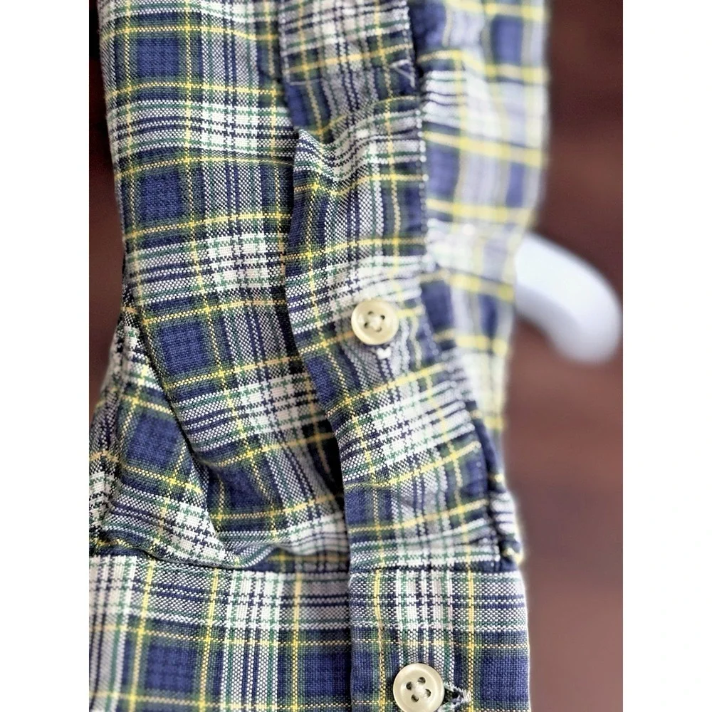 Ralph Lauren Shirt Men L Blue Plaid Long Sleeve Flesh‎ Pony Preppy Classic Fit